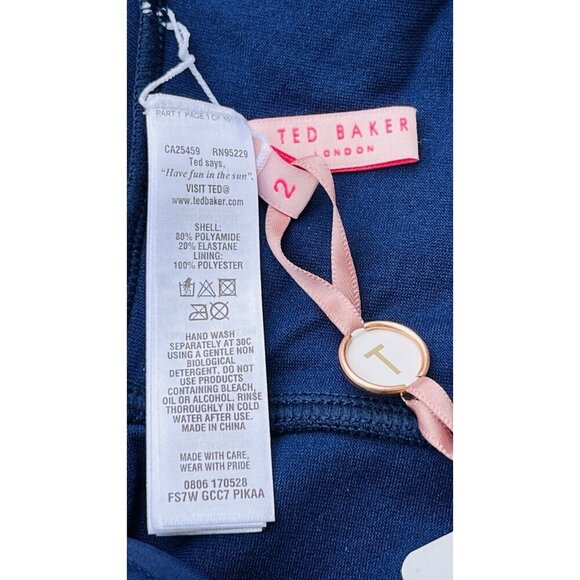 Ted Baker London Navy Blue Halter one piece Swimsuit size 2=4-6 - Picture 8 of 10